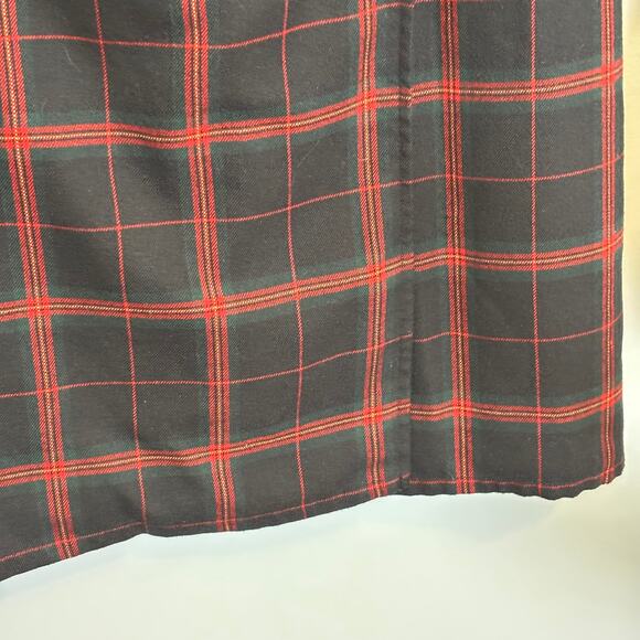 Vintage Red Black Plaid Midi Skirt Lined Wool Blend Button Waist | Dark Autumn - Picture 4 of 8